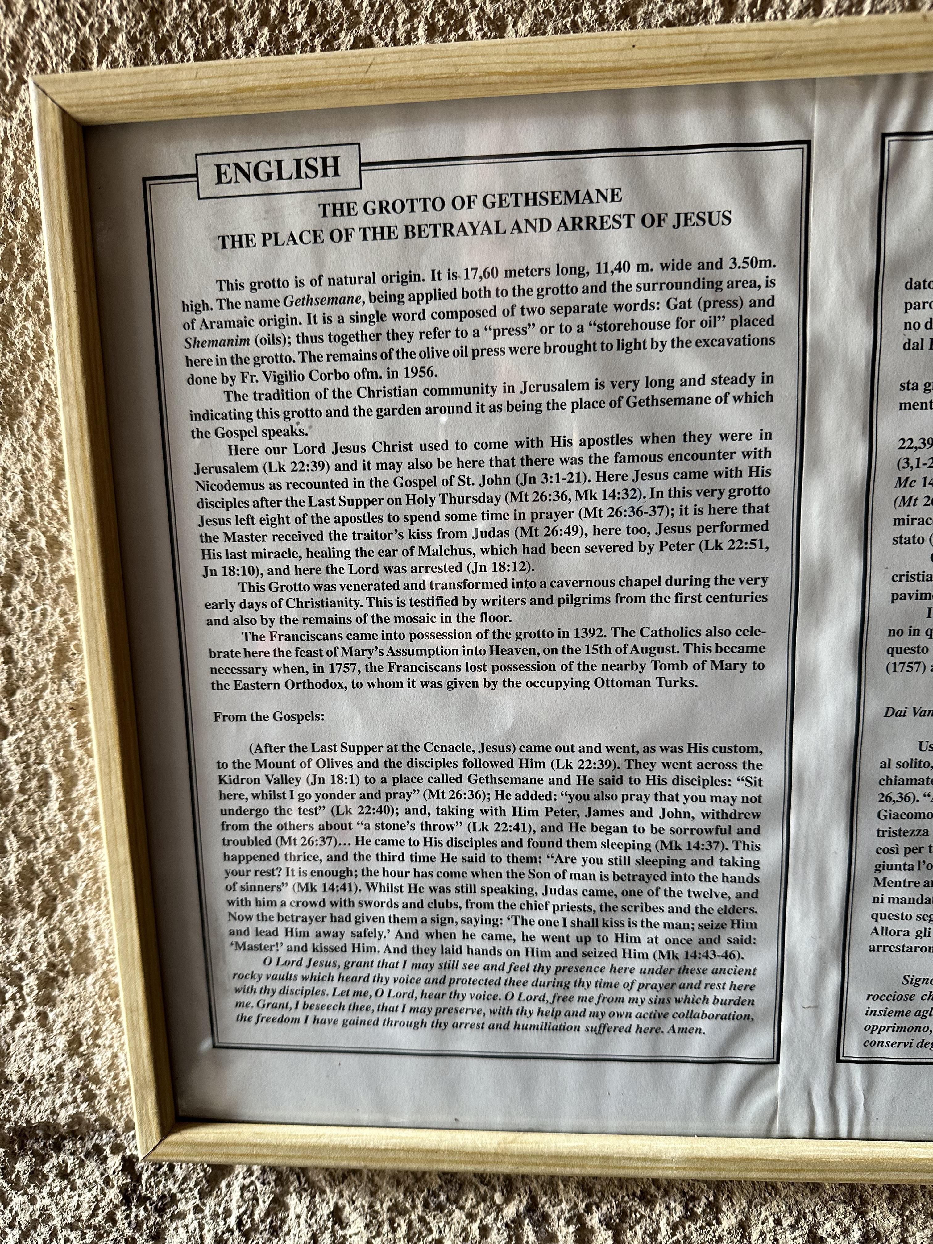 Grotto of Gethsemana